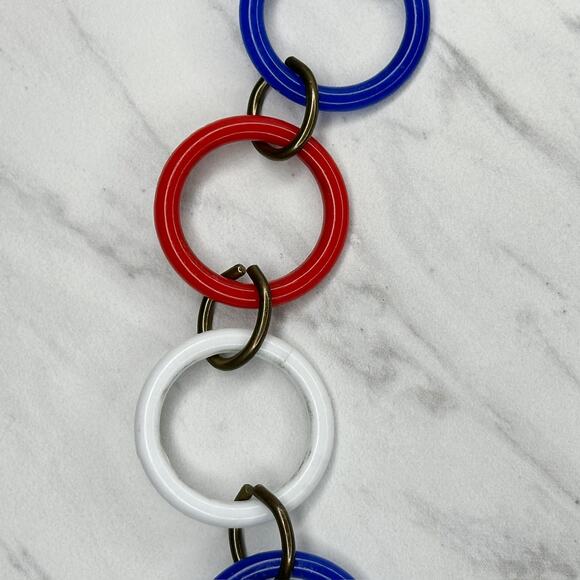 Vintage Red White Blue Chain Link Belt Size S/M Patriotic - Picture 6 of 10